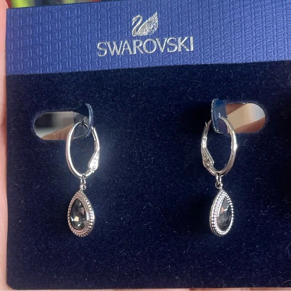 Swarovski Silver Teardrop Loop Earrings • NWT • OS - Picture 2 of 6